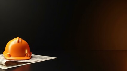 Poster - Tangerine carousel horse on right. Soft red background. Copy space for text, 3D render AI Generated Designer Element