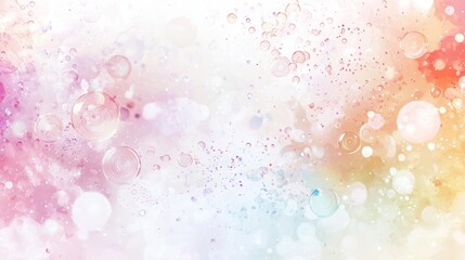 Poster - Abstract pastel background provides the backdrop for numerous colorful bubbles, creating a dreamy and ethereal atmosphere, perfect for various design projects