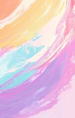 Poster - Colorful pastel brushstrokes create a swirling pattern, blending orange, yellow, turquoise, pink, and purple hues into a vibrant and dynamic abstract art piece