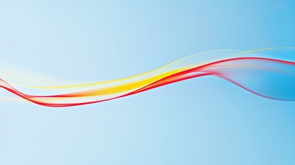 Poster - Red and yellow abstract waves are flowing on a light blue background, creating a visually appealing design with a sense of motion and energy
