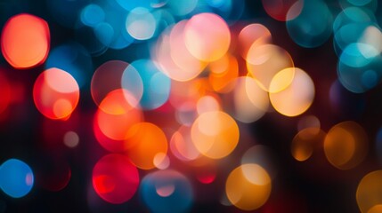 Poster - Blurred colorful lights creating a vibrant and festive bokeh effect, perfect for celebrations, holidays, or any design needing a touch of magic