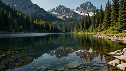 Wall Mural - reflection of trees in the lake