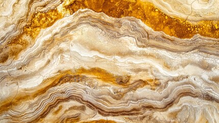 Poster - Oxidized minerals creating wavy patterns and textures in nature, resembling an abstract painting with warm earthy tones, perfect for backgrounds and design projects