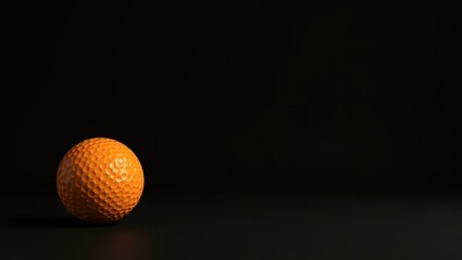 Poster - Mango orange golf ball on right. Soft orange background. Copy space for text, 3D render AI Generated Designer Element