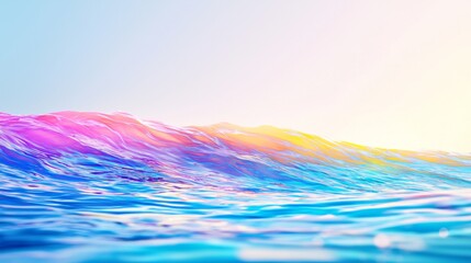 Poster - Mesmerizing ocean waves showcase a vibrant spectrum of colors, crafting a captivating and surreal seascape bathed in soft, ethereal light, evoking tranquility and beauty