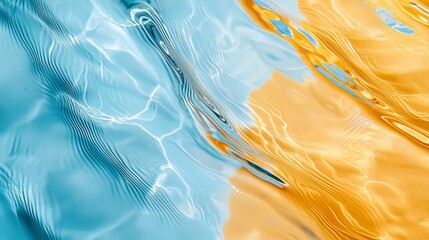 Poster - Golden sand and blue water are creating a beautiful abstract pattern, perfect for backgrounds and designs related to summer, vacations, and relaxation