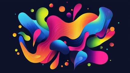 Poster - Colorful abstract background displaying dynamic, flowing shapes in a vibrant color palette, enhancing visual appeal with a modern design that captivates and inspires creativity
