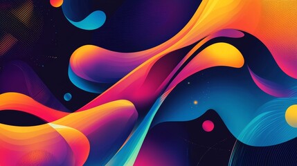 Poster - Colorful abstract background featuring dynamic shapes flowing in vibrant hues, creating a visually captivating design that mesmerizes with its fluid motion and bold energy