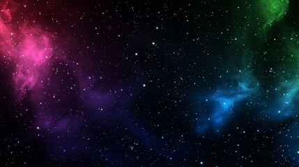 Poster - Bright multicolored nebulae and shimmering star clusters illuminate the vast, dark expanse of deep space, crafting a breathtaking cosmic scene filled with wonder and beauty