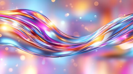 Poster - Abstract vibrant wave with colorful glowing lights and bokeh effect.