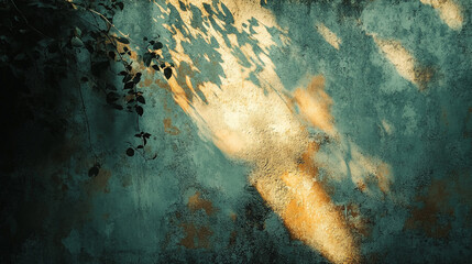 Poster - Shadows and light create a captivating interplay on an aged wall outdoors