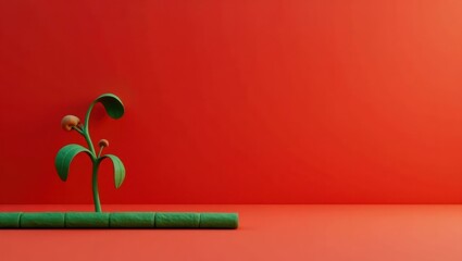 Poster - Sage green incense stick on left. Soft black background. Copy space for text, 3D render AI Generated Designer Element
