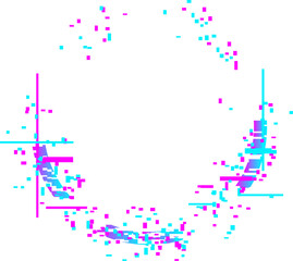 Poster - pixelated glitch frame with chromatic aberration creating a distorted border with a white copy space