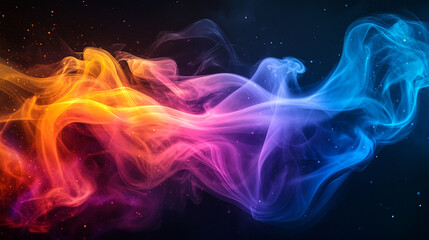 Poster - Colorful smoke swirling in a dark background creates a mesmerizing visual effect