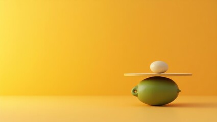 Poster - Olive green centaur figure on right. Soft blue background. Copy space for text, 3D render AI Generated Designer Element