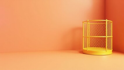 Poster - Coral pink dumbbell on right. Soft green background. Copy space for text, 3D render AI Generated Designer Element
