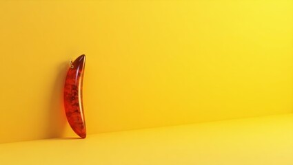 Poster - amber saber tooth pendant on left. soft green background. copy space for text, 3d render ai generate