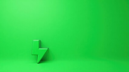 Poster - Verdant green electric charge icon on left. Soft orange background. Copy space for text, 3D render AI Generated Designer Element