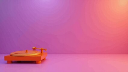 Poster - Mandarin orange dj turntable on right. Soft white background. Copy space for text, 3D render AI Generated Designer Element