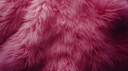 Wall Mural - A soft, textured pink fur surface viewed from above, featuring a smooth sheepskin pattern, creating a sense of warmth, comfort, and coziness with its luxurious wool texture and delicate shaggy appeara