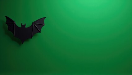 Leinwandbilder - Black bat silhouette on right. Soft purple background. Copy space for text, 3D render AI Generated Designer Element