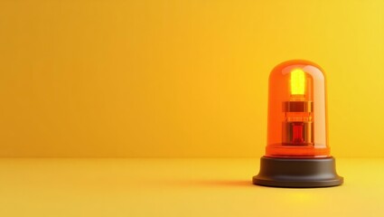Poster - Orange police siren on right. Soft green background. Copy space for text, 3D render AI Generated Designer Element