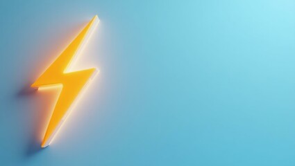 Poster - Tangerine lightning bolt on left. Soft blue background. Copy space for text, 3D render AI Generated Designer Element