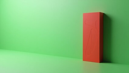 Poster - Tomato red unboxing knife on right. Soft orange background. Copy space for text, 3D render AI Generated Designer Element