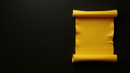 Poster - Rich mustard yellow classical philosophy scroll on right. Soft black background. Copy space for text, 3D render AI Generated Designer Element