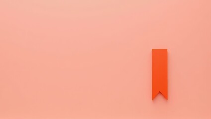 Poster - Coral orange bookmark on left. Soft coral background. Copy space for text, 3D render AI Generated Designer Element