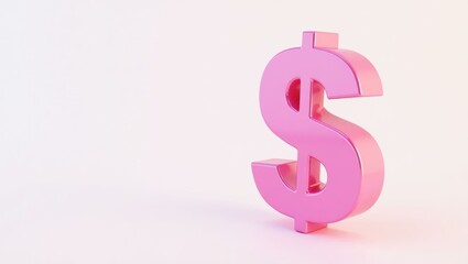 Poster - Rich neon pink currency symbol on right. Soft blue background. Copy space for text, 3D render AI Generated Designer Element