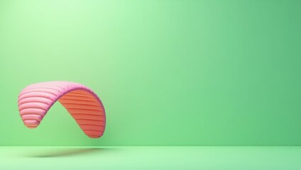 Poster - Salmon pink wingsuit on left. Soft green background. Copy space for text, 3D render AI Generated Designer Element