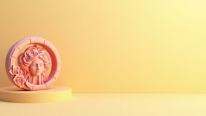 Poster - Rose-colored venus symbol on left. Soft black background. Copy space for text, 3D render AI Generated Designer Element