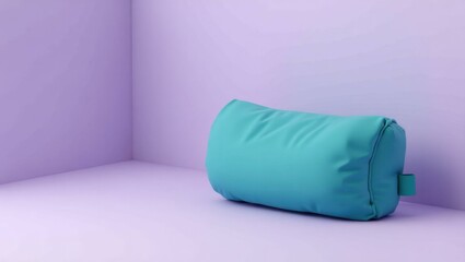 Poster - teal and pink saber tooth tiger on left. soft red background. copy space for text, 3d render ai gene