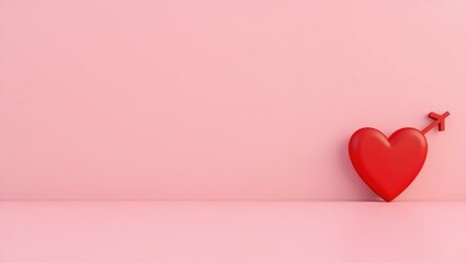 Poster - Rose-colored venus symbol on right. Soft pink background. Copy space for text, 3D render AI Generated Designer Element