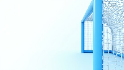 Poster - Camouflage green soldier's helmet on right. Soft blue background. Copy space for text, 3D render AI Generated Designer Element