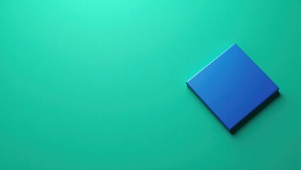 Leinwandbilder - Cerulean blue microchip on left. Soft blue background. Copy space for text, 3D render AI Generated Designer Element