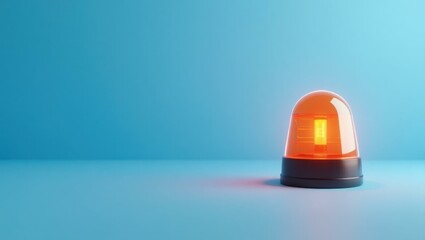 Poster - Orange police siren on right. Soft green background. Copy space for text, 3D render AI Generated Designer Element