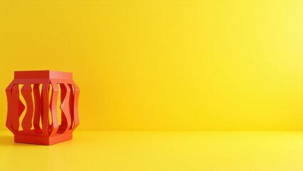 Poster - Coral pink dumbbell on right. Soft green background. Copy space for text, 3D render AI Generated Designer Element