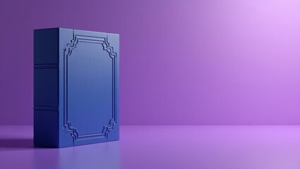 Poster - Sapphire blue holy book on left. Soft black background. Copy space for text, 3D render AI Generated Designer Element