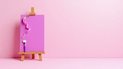 Poster - amethyst purple old film reel on left. soft coral background. copy space for text, 3d render ai gene