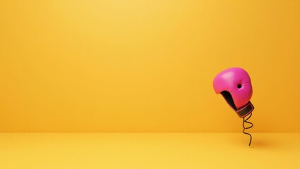 Poster - Punch pink boxing headgear on left. Soft purple background. Copy space for text, 3D render AI Generated Designer Element