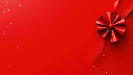 Poster - Ruby red gift bow on right. Soft black background. Copy space for text, 3D render AI Generated Designer Element