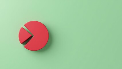 Poster - Rose red economic pie chart on right. Soft blue background. Copy space for text, 3D render AI Generated Designer Element
