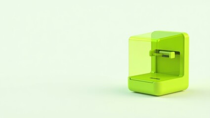 Poster - Lime green 3d printer on left. Soft pink background. Copy space for text, 3D render AI Generated Designer Element