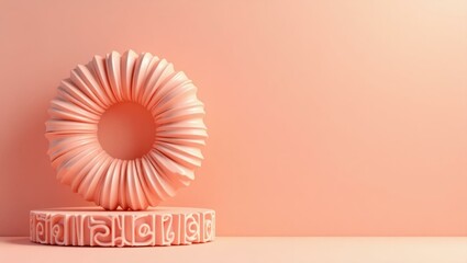 Poster - Pastel pink horoscope chart on left. Soft coral background. Copy space for text, 3D render AI Generated Designer Element