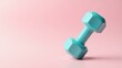 © PremiumPhoto - Turquoise dumbbell on right. Soft orange background. Copy space for text, 3D render AI Generated Designer Element