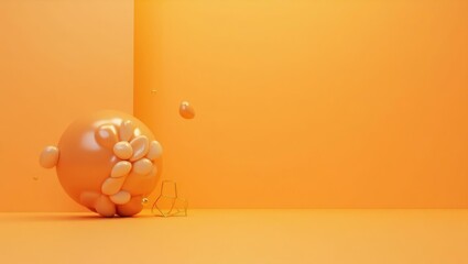 Poster - Chartreuse lab beaker on left. Soft green background. Copy space for text, 3D render AI Generated Designer Element