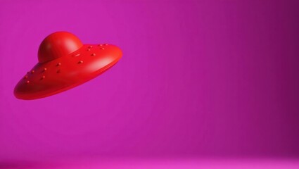 Poster - Ruby red gift bow on right. Soft black background. Copy space for text, 3D render AI Generated Designer Element