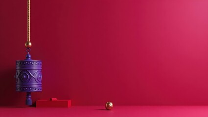 Poster - Coral pink dumbbell on right. Soft green background. Copy space for text, 3D render AI Generated Designer Element